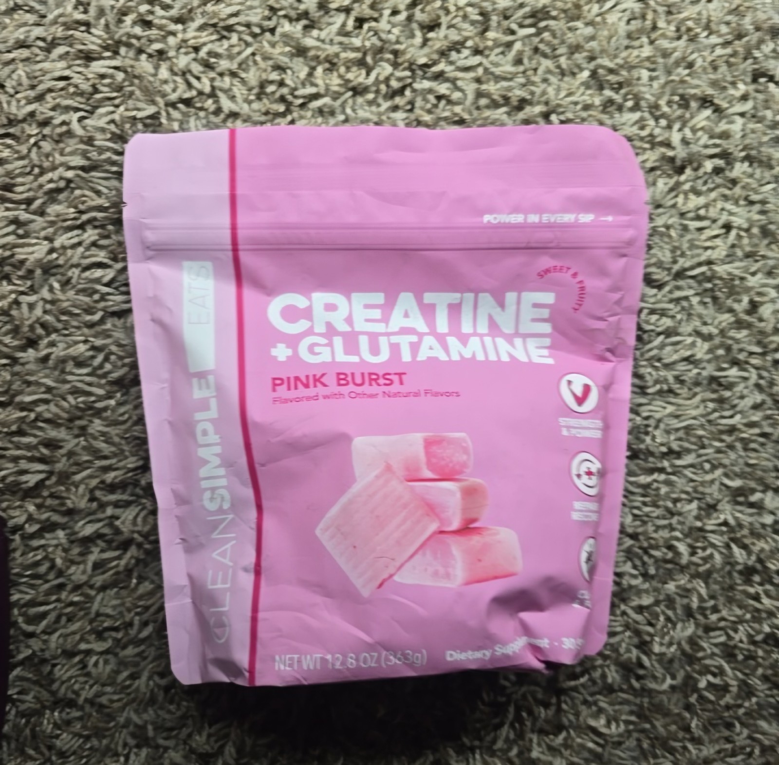 Clean Simple Eats Creatine + Glutamine Pink Burst Supplement Powder 30 Servings