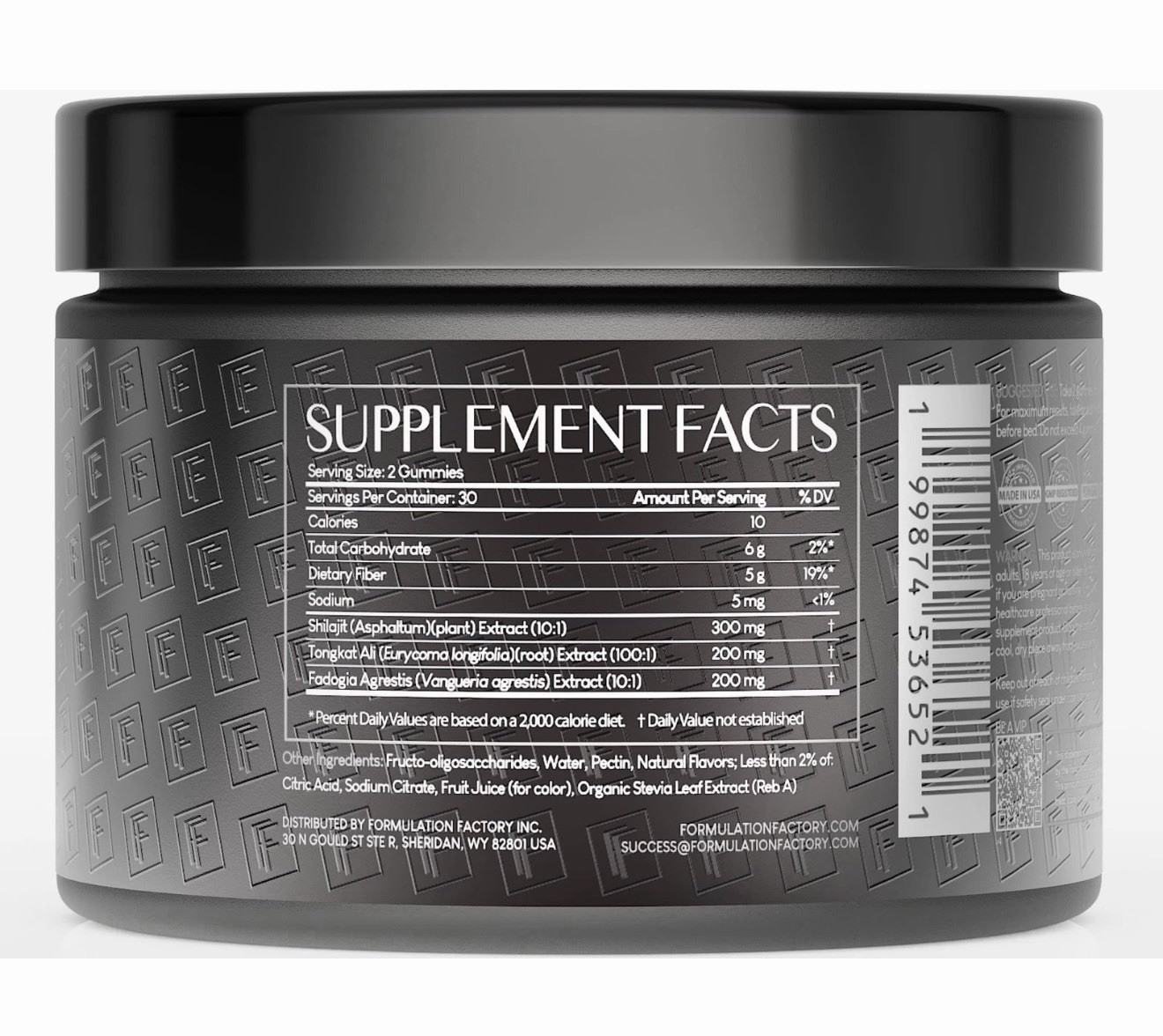 Formulation Factory Self Obsessed Shilajit 60 Count (Pack of 1), Black
