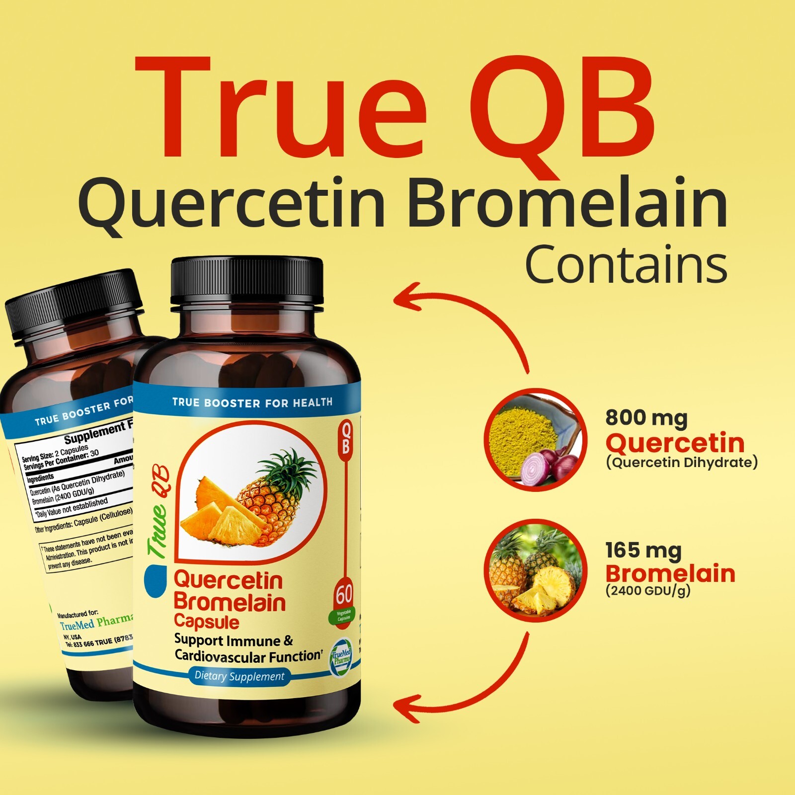 TrueMed Quercetin Bromelain Supplement Support Immune / Cardiovascular Function