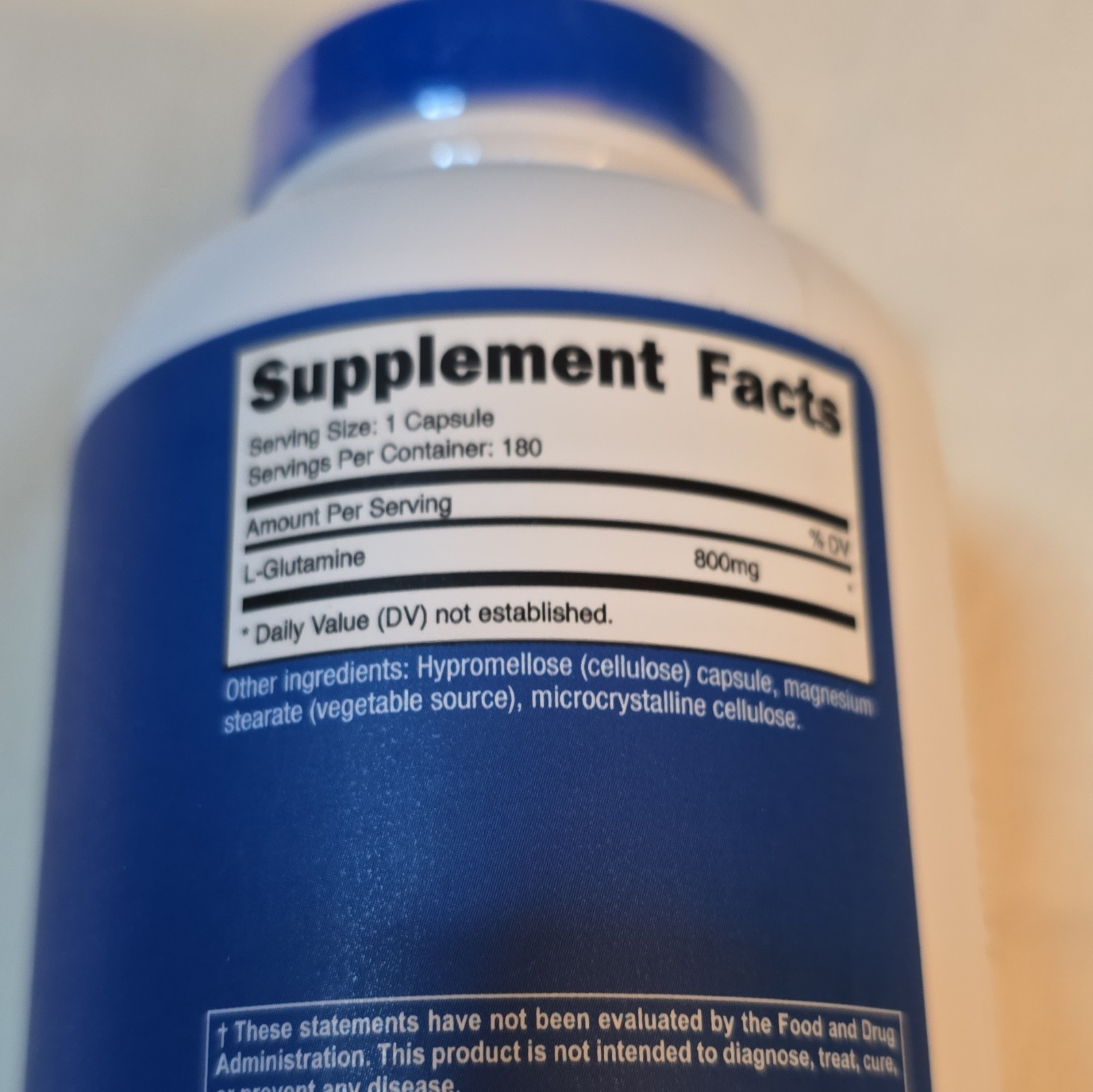 Nutricost L-Glutamine 800mg Capsules 180 Non-GMO Gluten-Free Exp 04/2027
