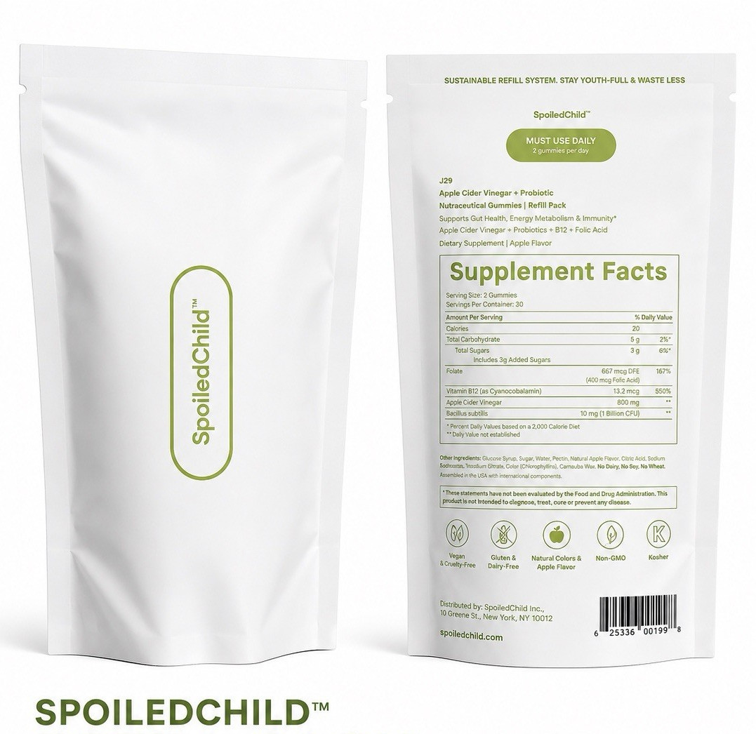 SpoiledChild Apple Cider Vinegar + Probiotic Gummies Apple 60 Vegan Kosher