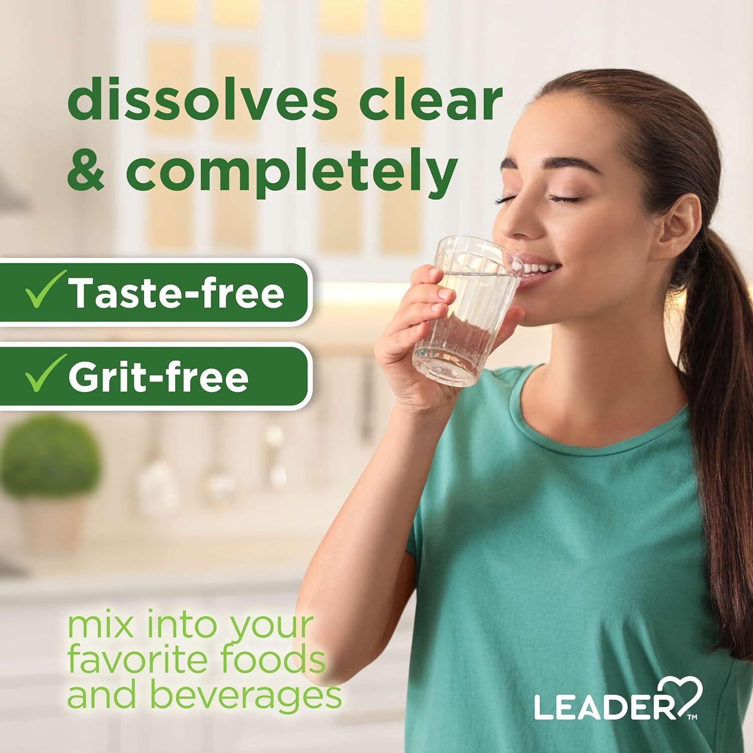 Leader Clear Fiber Prebiotic Supplement Powder Sugar Free 8.6 Ounces