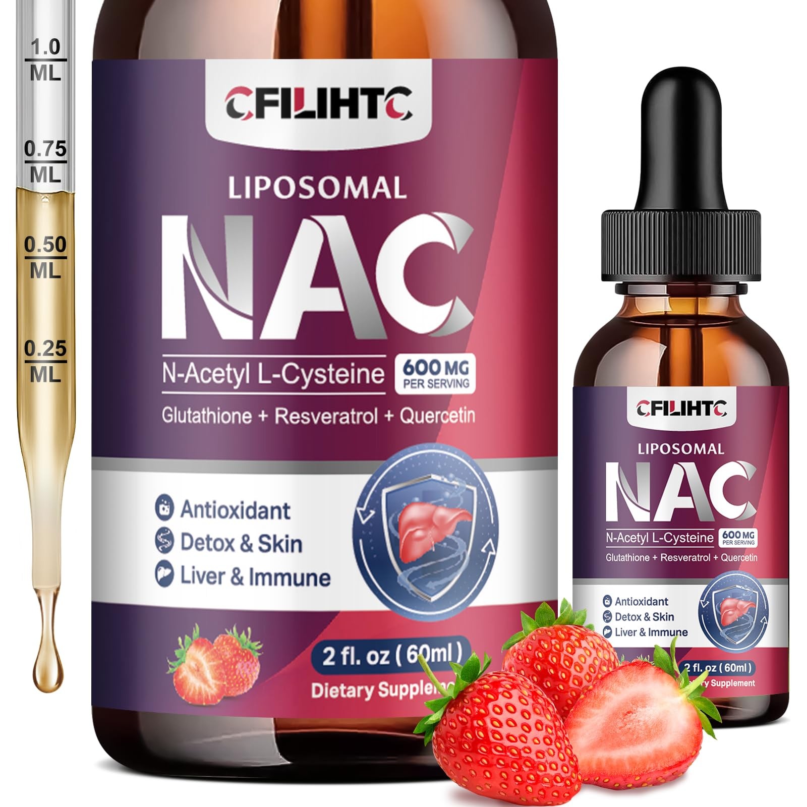 Liposomal Liquid NAC Supplement N-Acetyl Cysteine Drops, 2 Fl Oz (Pack of 1)