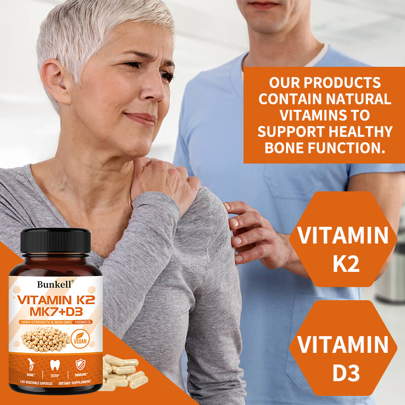 Vitamin K2 (MK7) 100mcg with D3, Black Pepper Capsules, Immune Health