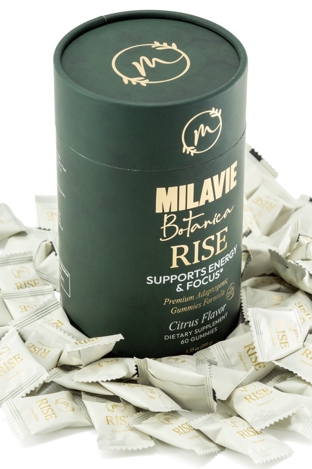 MILAVIE Botanica RISE Premium Adaptogen Gummies – Rhodiola, Shilajit, VitaminB12