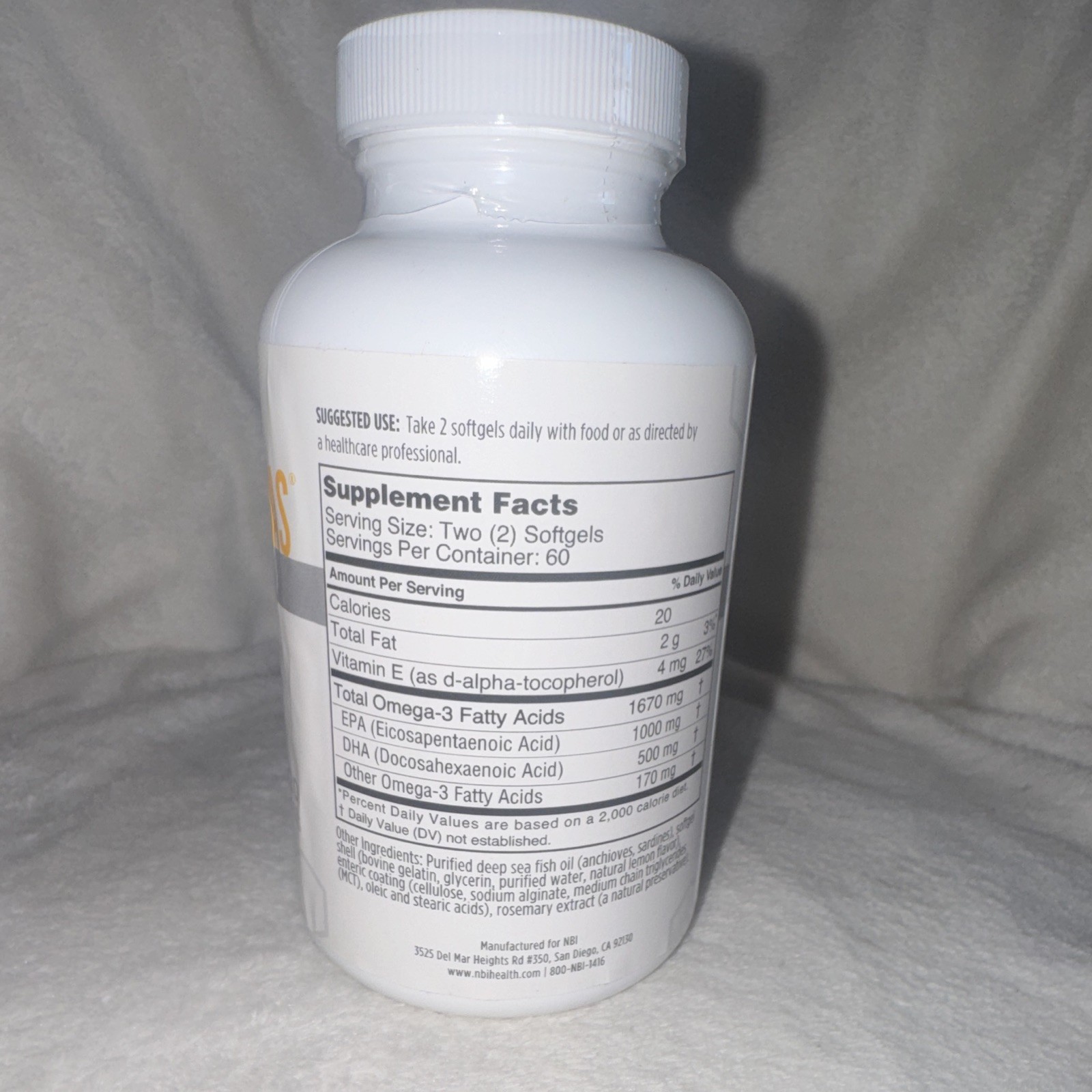 NBI Best Catch Fish Oil 1500mg EPA+DHA 120 Softgels Enteric Coated Lemon