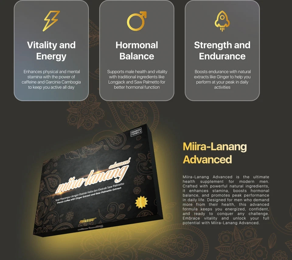 Miira Lanang coffee for men supports prostate and sexual health 30 sachets