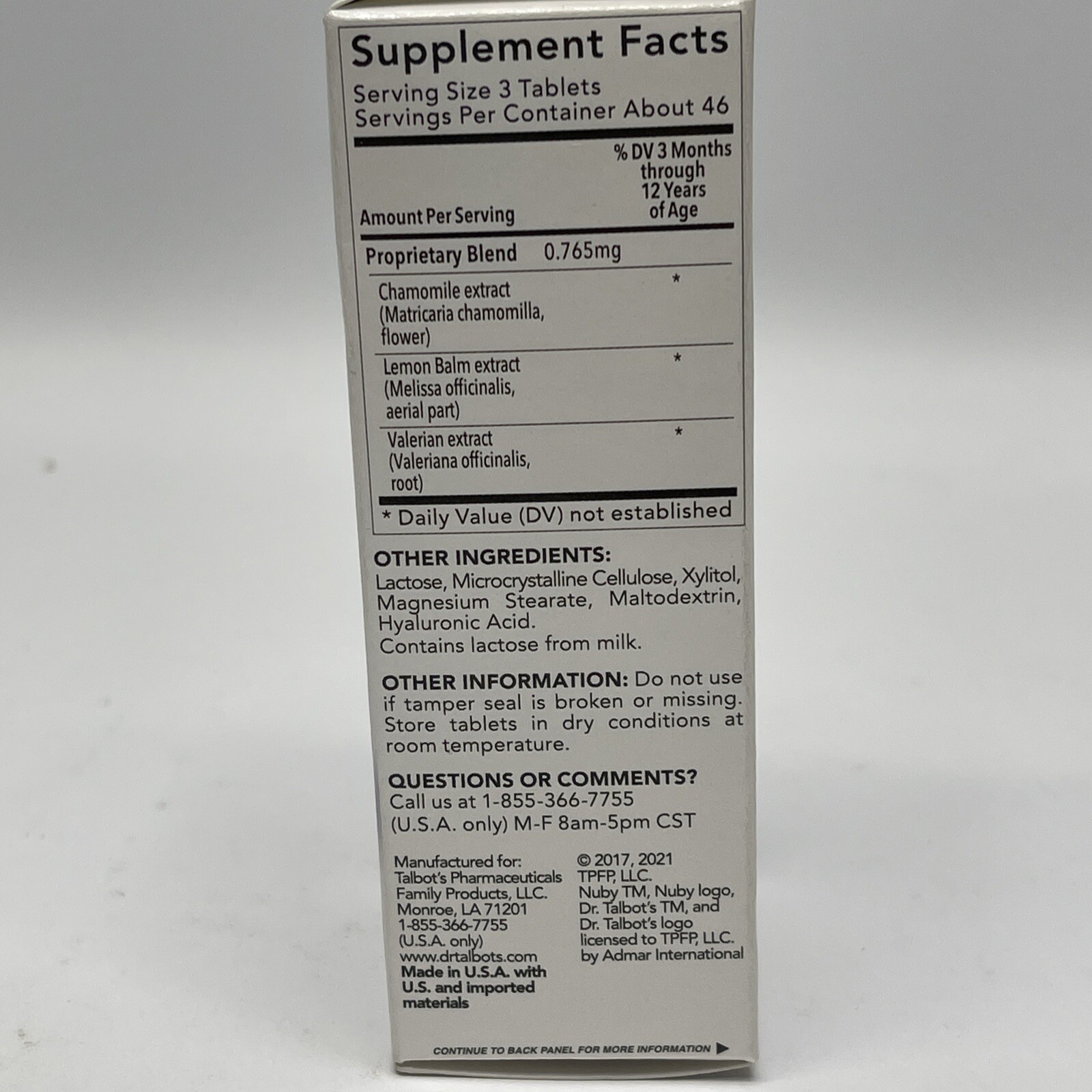 Dr. Talbot’s Night Time Chamomile Soothing Tablets Quick Dissolve 140 Count 5/26