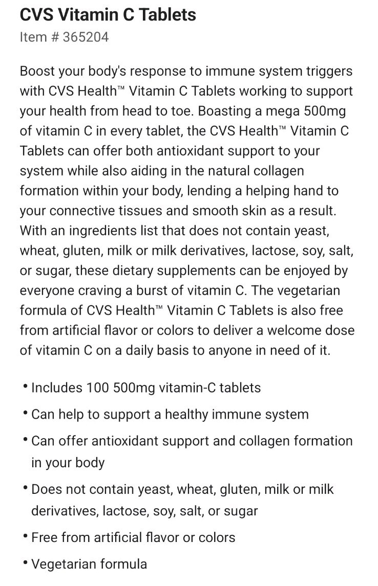 Two New CVS Health Vitamin C 100 Count Tablets-250 mg & 500 mg Exp 06/27 & 08/27
