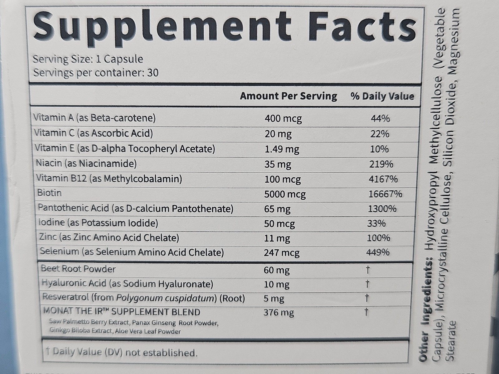 Monat The IR Supplement 30 Vegan Capsules – New & Sealed! Exp 1/2028