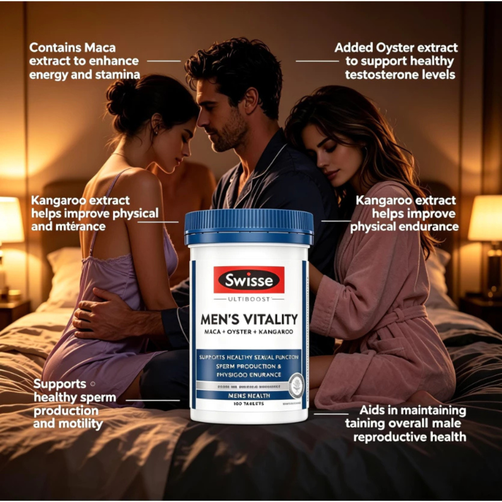 Swisse Ultiboost Mens Vitality Maca Oyster Kangaroo 120 Tablets Australia