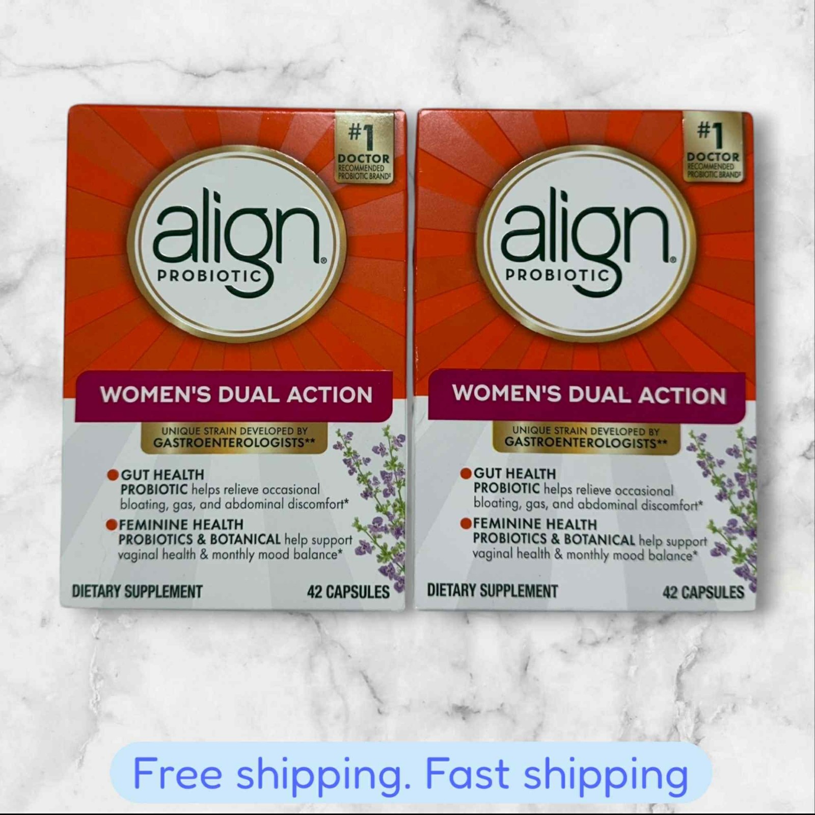FOR 2 Align Probiotic Supplement Women’s Dual Action 42ct Each EXP2027+ NEW SHIP