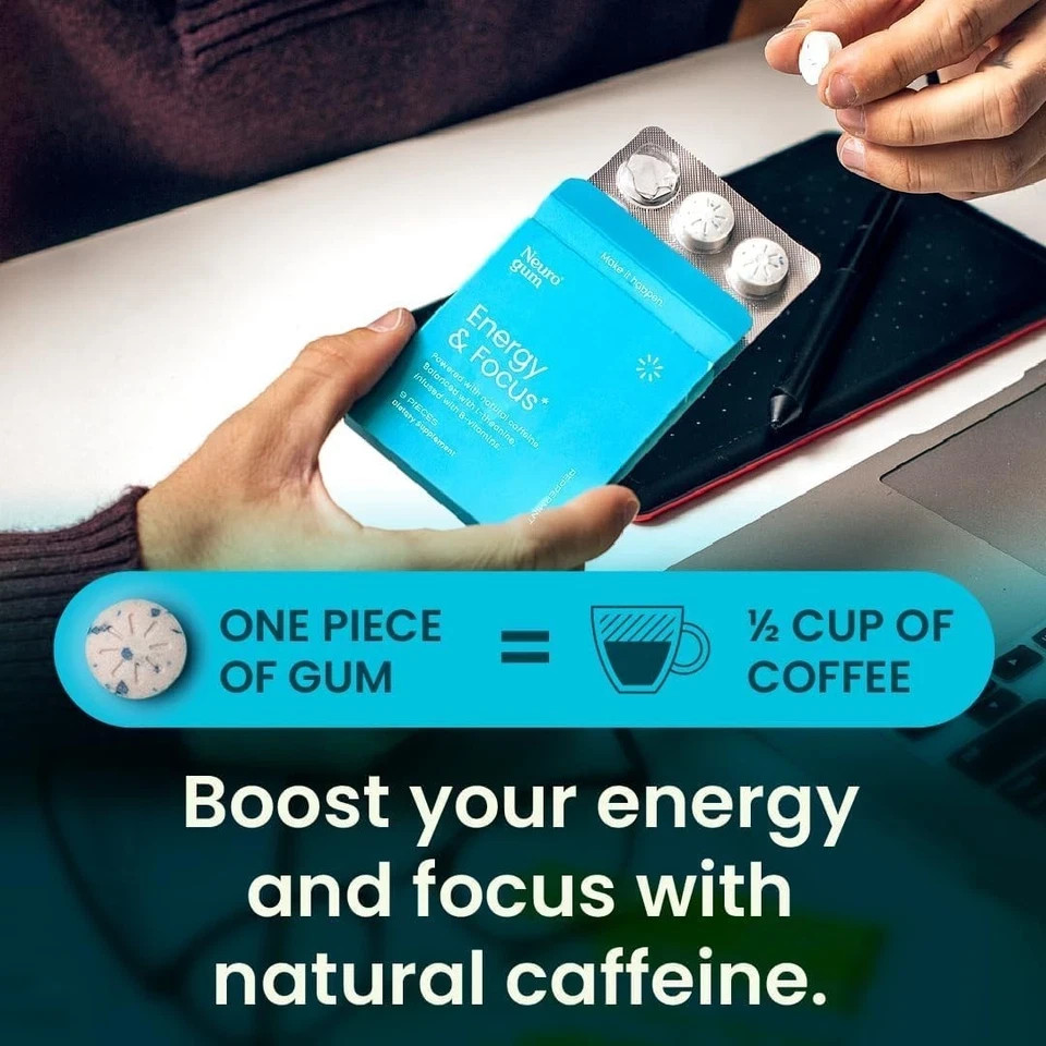 Neuro Energy & Focus Gum Peppermint Aspartame-Free Gluten-Free Sugar-Free