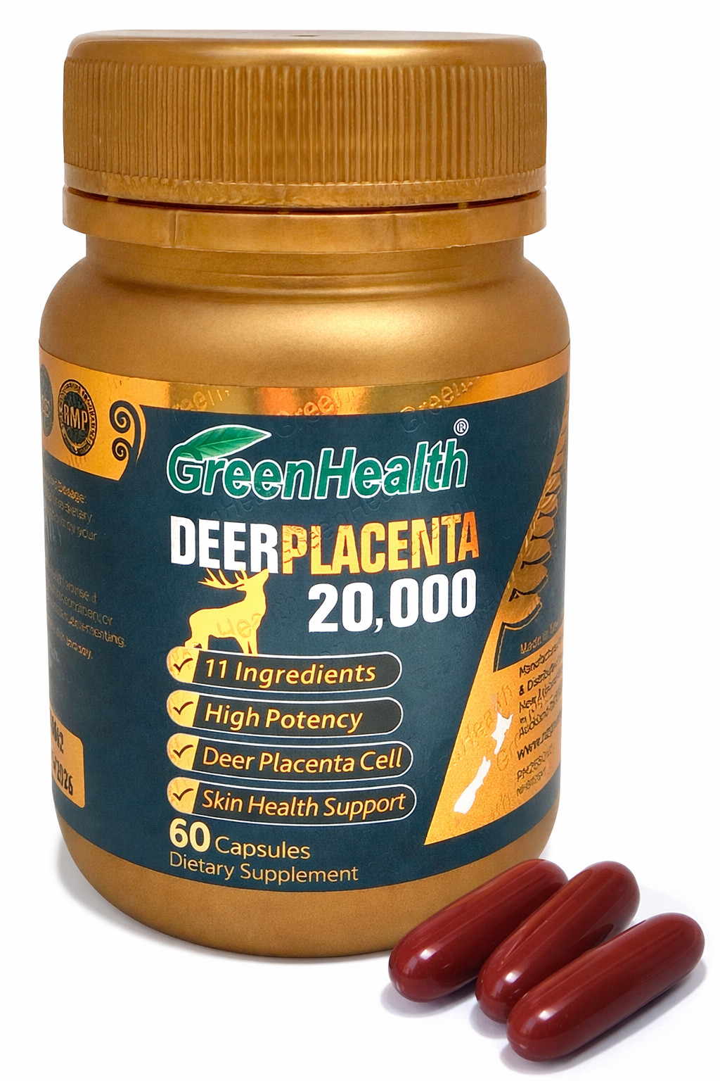 Green Health Deer Placenta Dietary Supplement – 60 Soft Gels