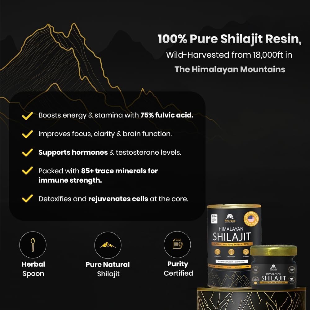 Pure Himalayan Shilajit Resin | Ultra Gold Grade 85+ Trace Minerals Fulvic Acid+