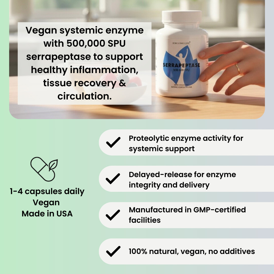 SERRAPEPTASE Enzyme 500,000 SPU ENTERICCOATED ANTIINFLAMMATORY – Pack of 2