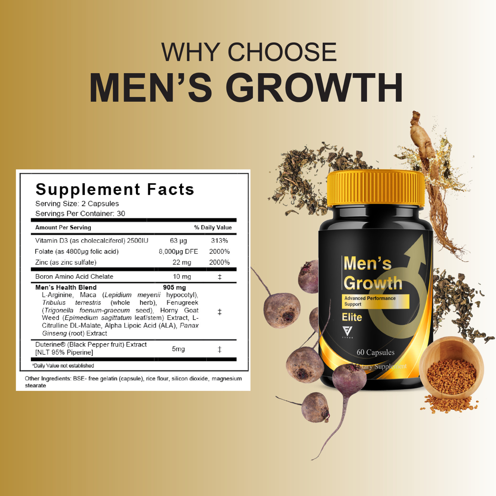(3 Pack) Mens Growth Pill, MensGrowth Performance Support (180 Capsules)