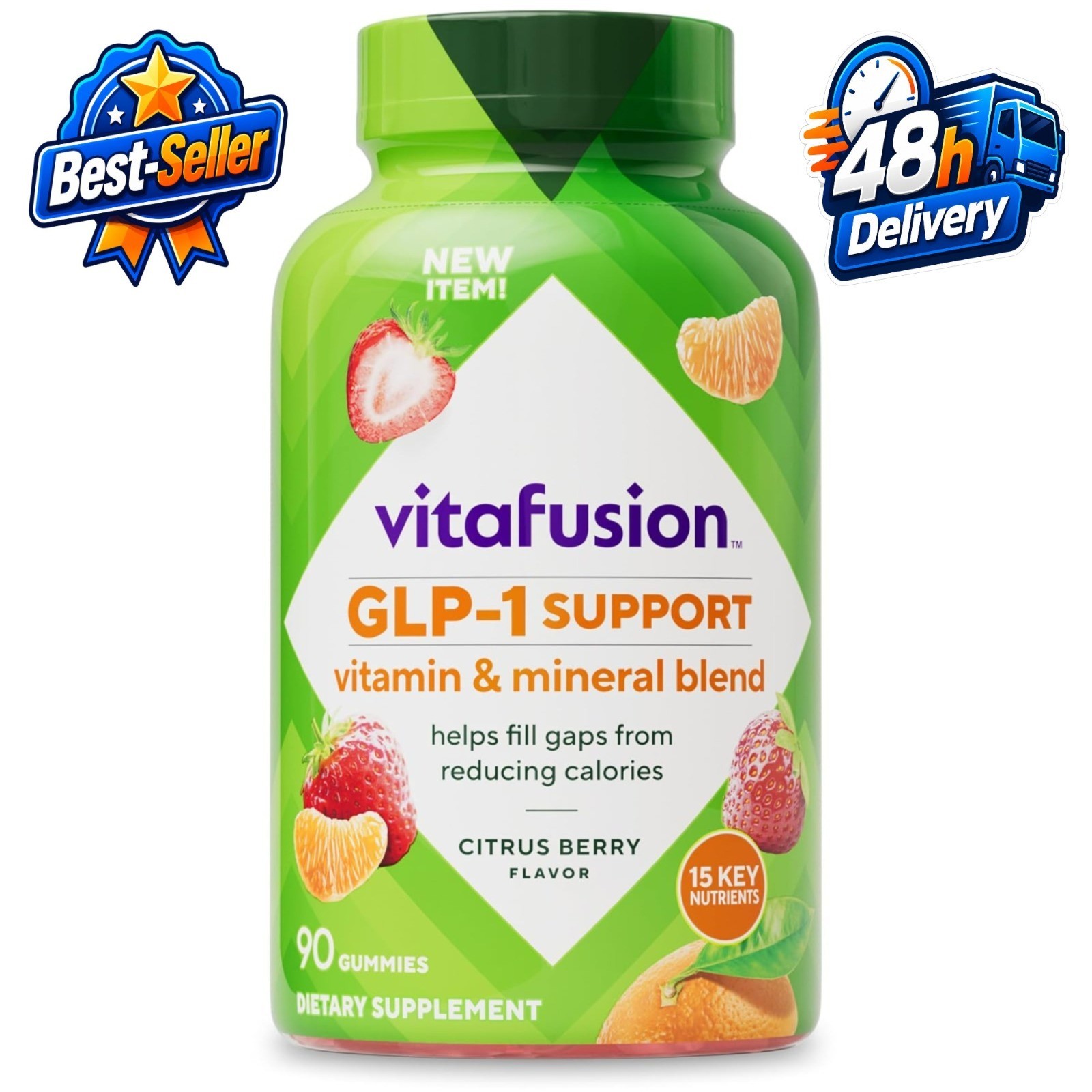 Vitafusion GLP-1 Support Multivitamin, 90 Count, Citrus Berry Flavor