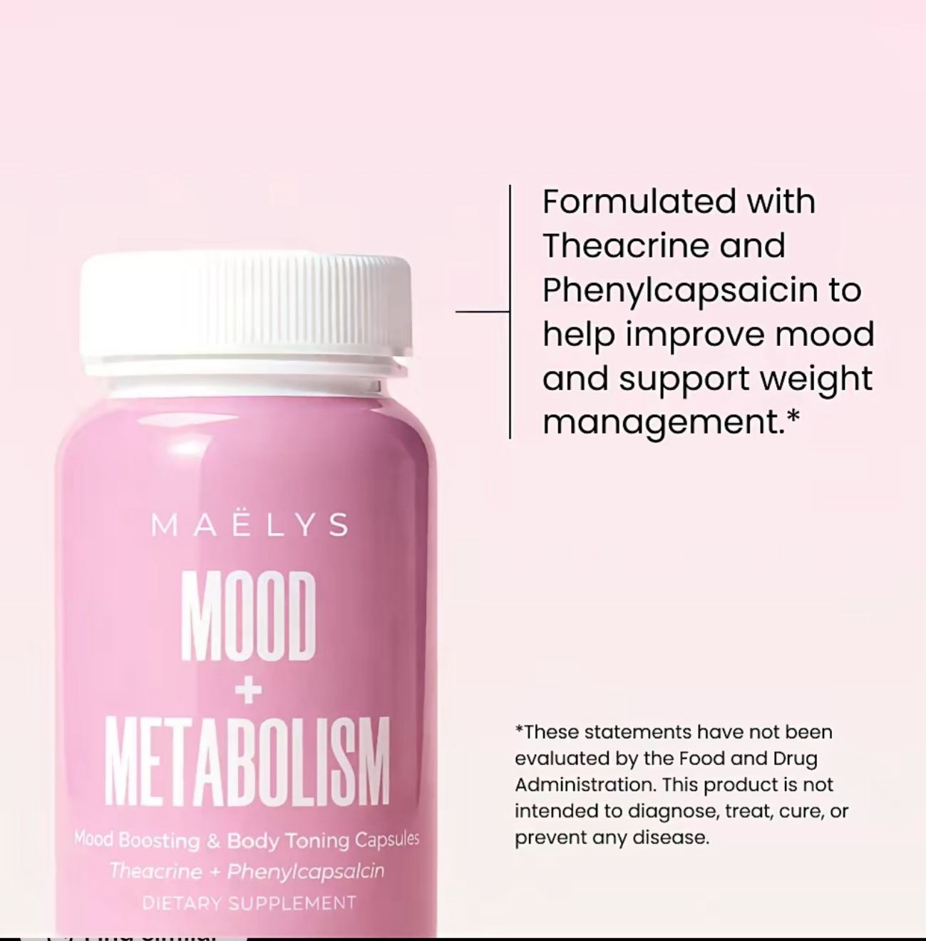 MAËLYS Mood + Metabolism Capsules Mood Support & Weight Mgmt Vegan 30 Count