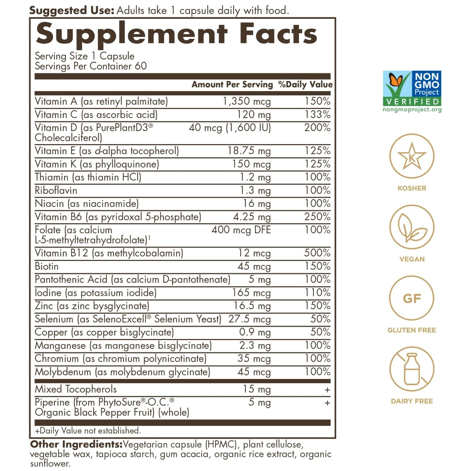Solgar One Daily Men’s Multivitamin Whole Body Support, 60 Capsules