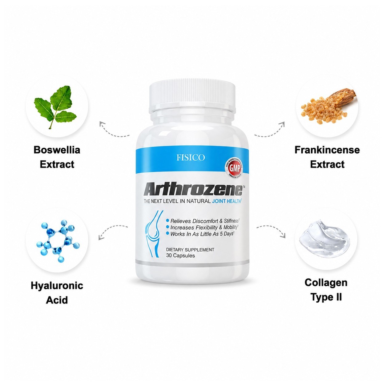 PACK OF 5 – Fisico Arthrozene Natural Joint Health Supplement 30 Capsules – SALE