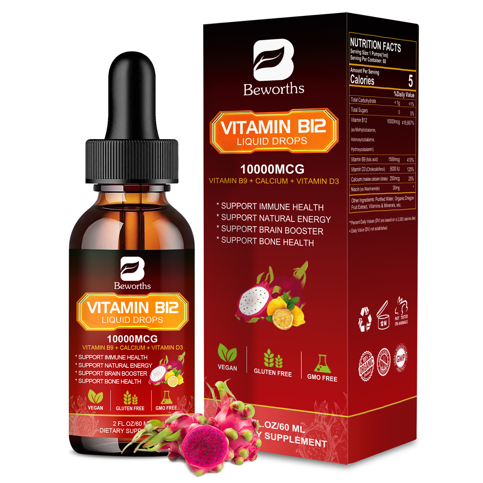 Extra Strength Vitamin B12 Liquid Vit B 12 Drops Energy Booster Methylcobalamin