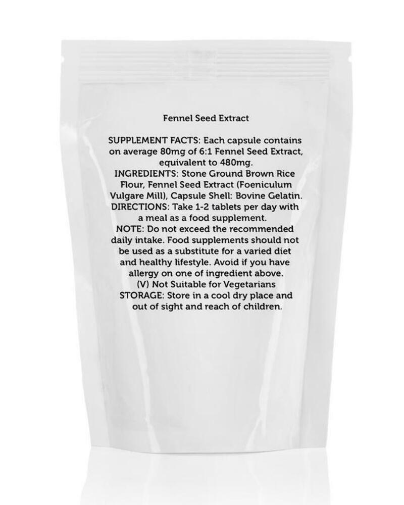 Fennel Seed Extract 480mg Capsules Choose How Many