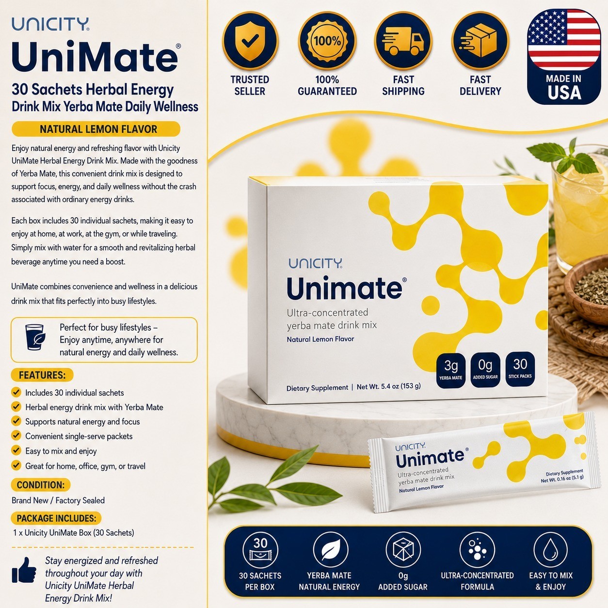 Unicity Balance & UniMate Combo Pack | Metabolism Energy Digestive 60+30 Sachet