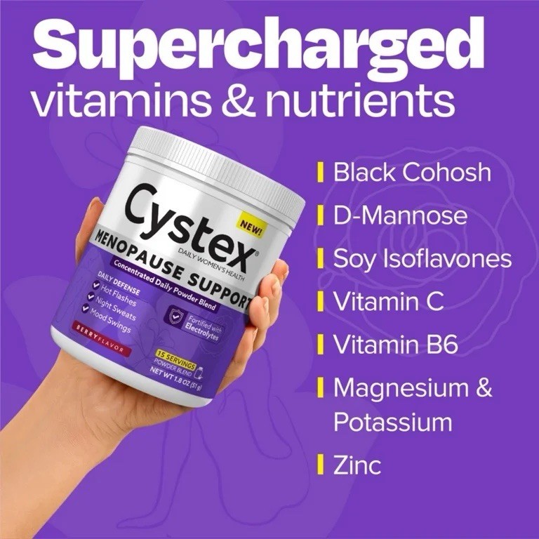 Cystex Menopause Wellness Powder Drink Mix | Berry Flavor | 1.8 Oz