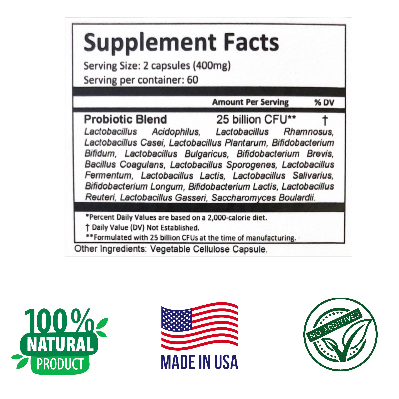 LACTOBACILLUS FERMENTUM, BIFIDOBACTERIUM BREVE, 120 capsules, Digestive Health.