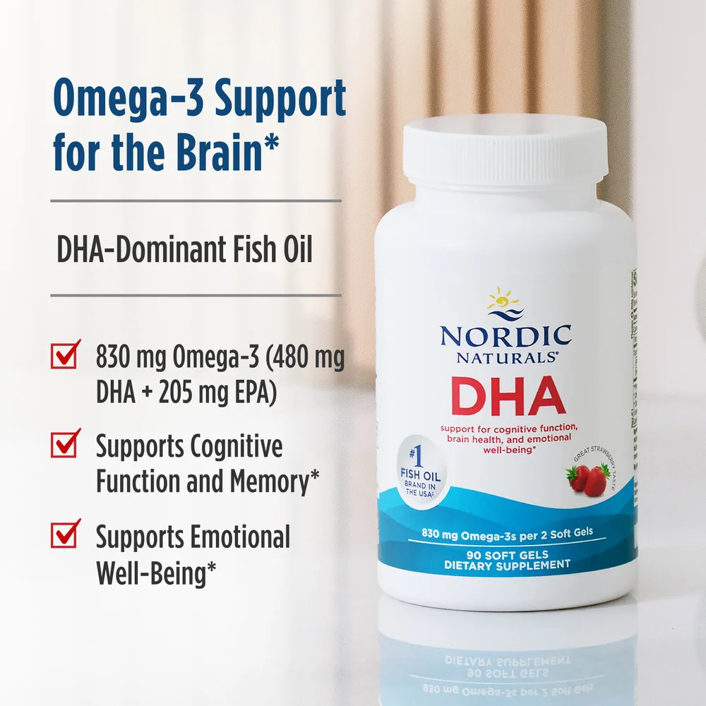 Nordic Naturals Strawberry DHA – Brain & Nervous System Support Supplement 90 Ct