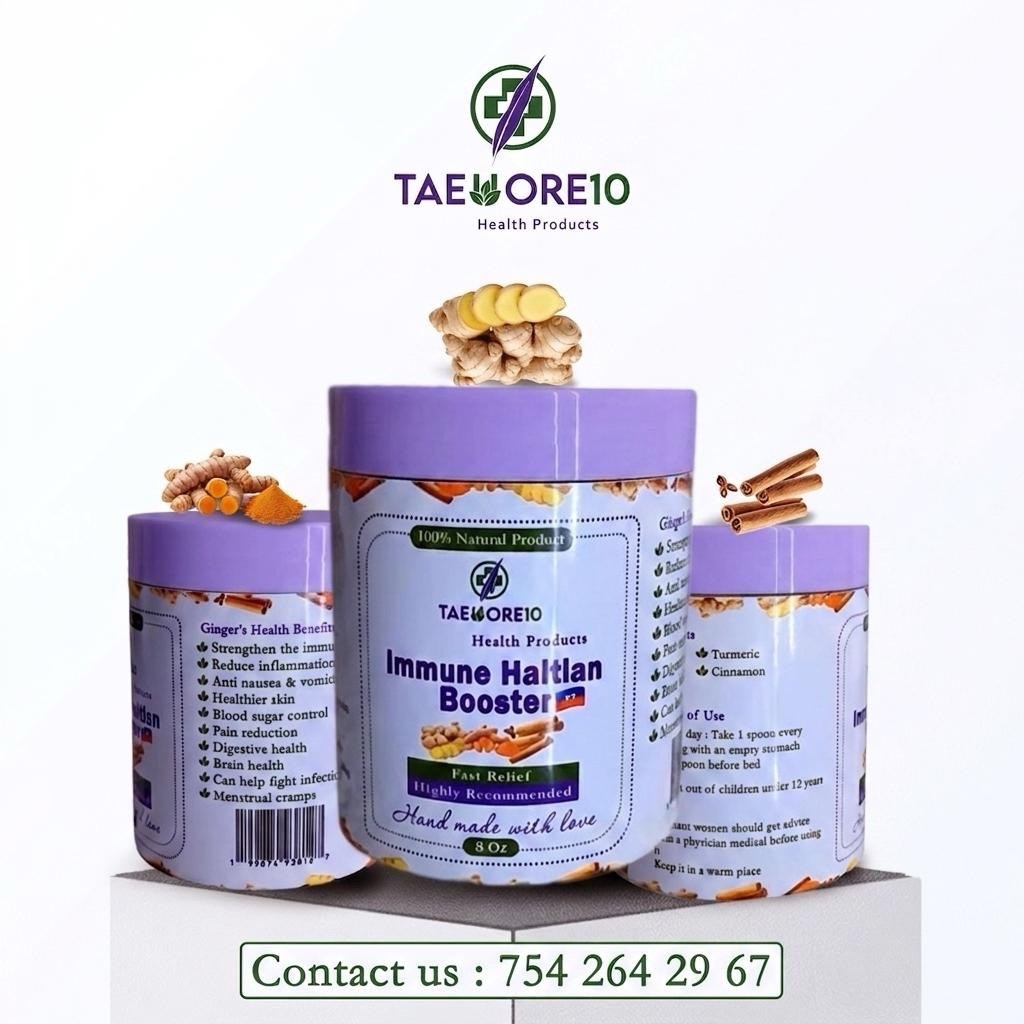 Taeuore10 Immune Support Powder 8 oz 100% Natural Ginger Turmeric Honey