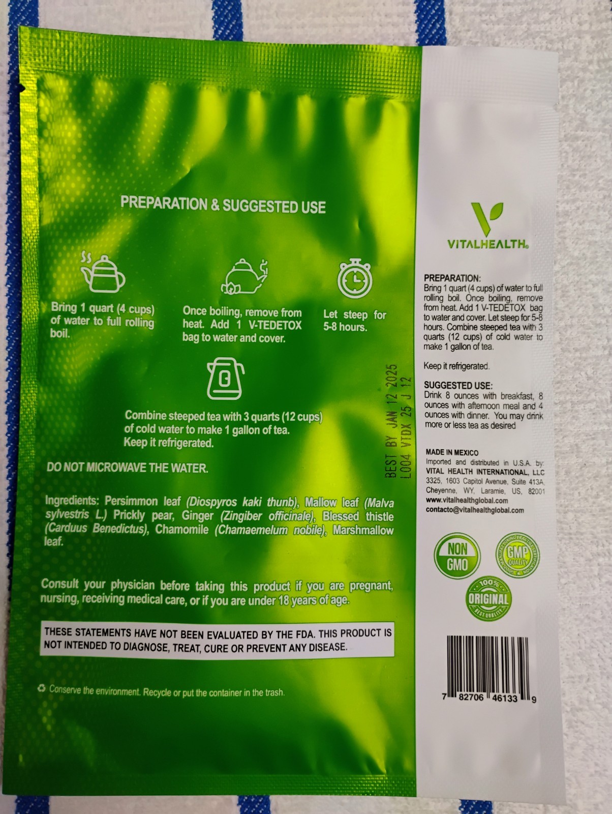 Vitalhealth V Te Detox Slimming Tea, Cleansing 4 Pack 30 Day Supply