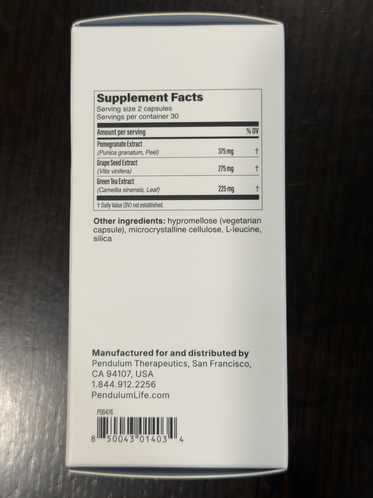 Pendulum Polyphenol Booster 60 Capsules Plant-Based Pomegranate Grape 2027