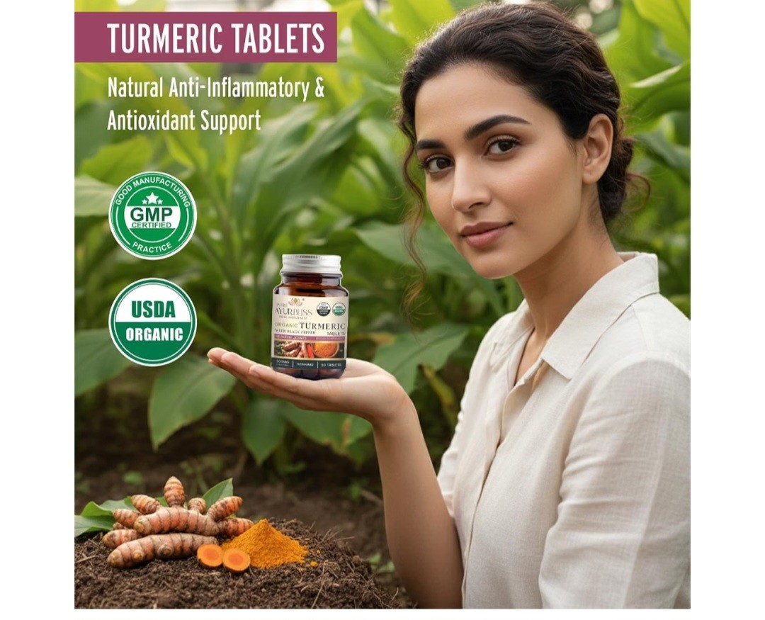 Pure Ayurbliss Turmeric + Black Pepper 500mg 90 Tablets USDA Organic Vegan