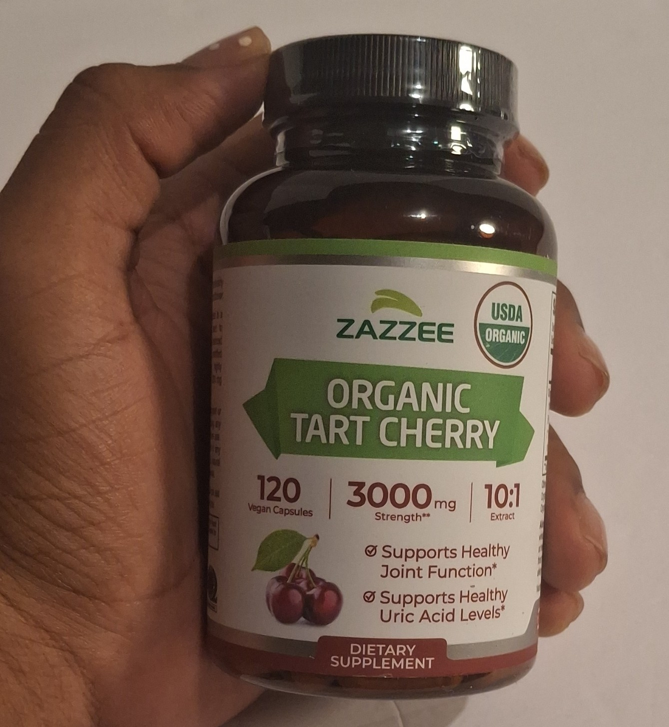Zazzee Organic Tart Cherry 10:1 Extract 3000mg Vegan Capsules 120 Count