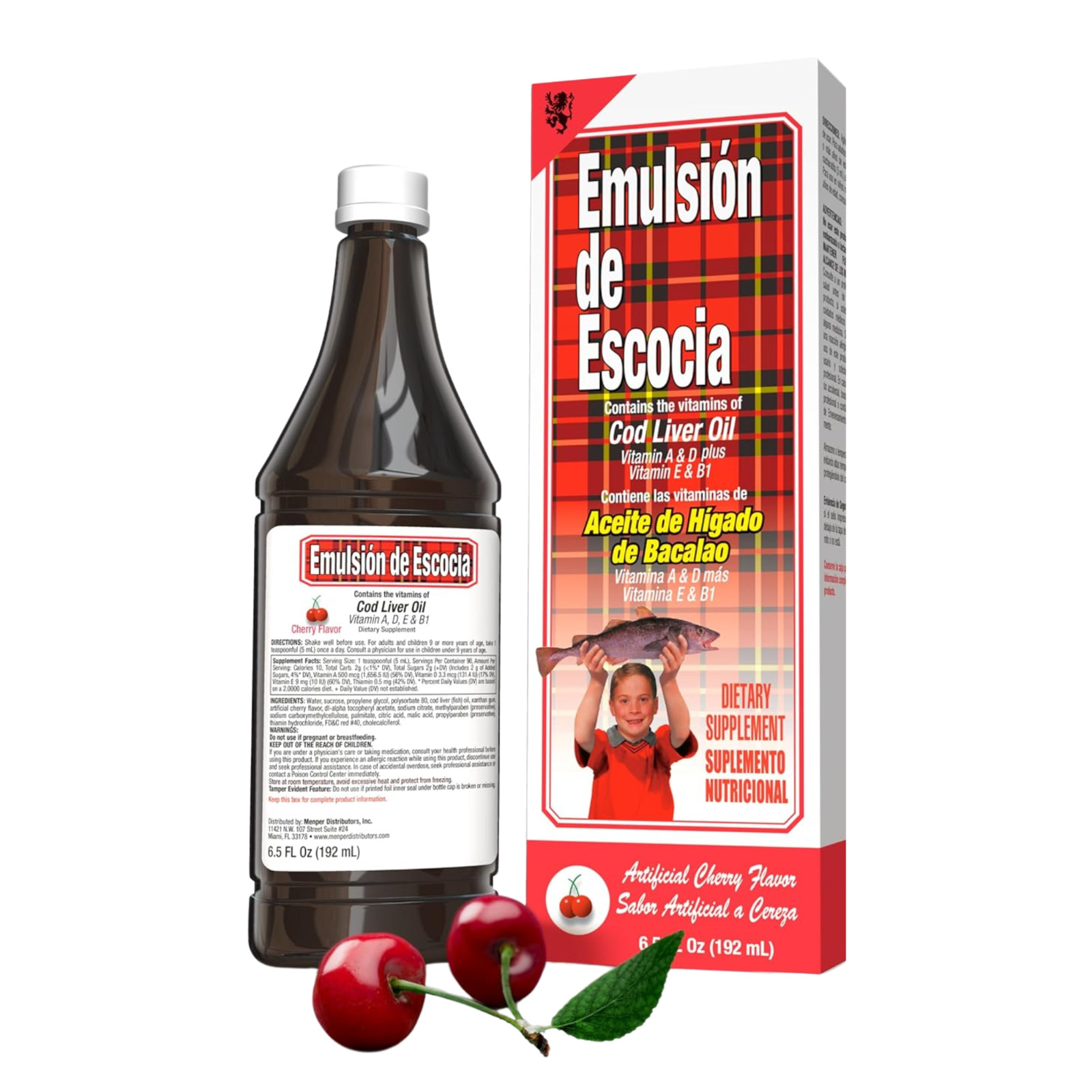 Emulsion de Escocia Cod Liver Oil 6.5 fl oz, Cherry Flavor (3-Pack)