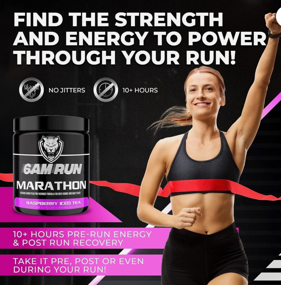 6 AM Marathon Preworkout Formula Raspberry Iced Tea 12.7 oz 360 Grm BestBy 07/26