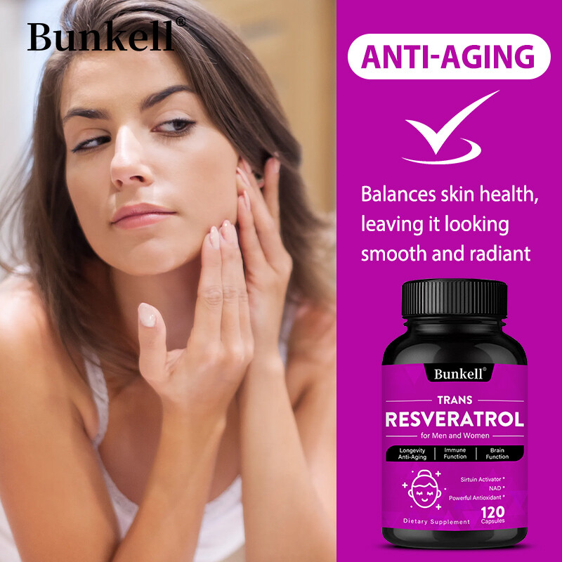 Resveratrol Capsules Anti-Aging Antioxidants, Brain & Immune Support