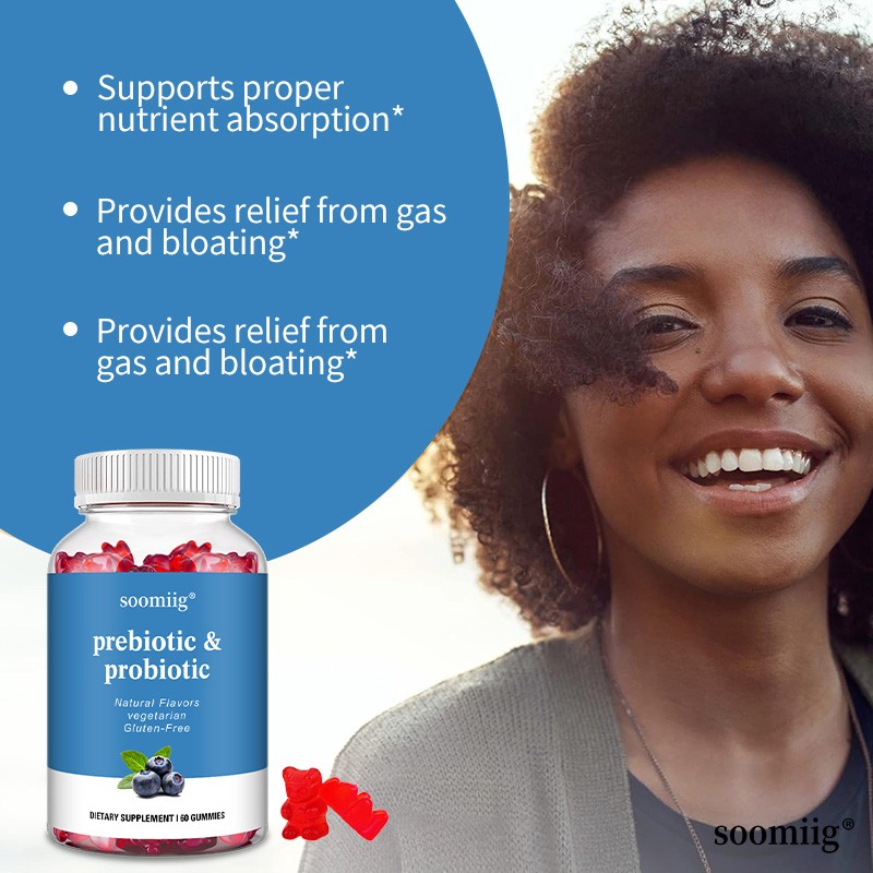 Prebiotic & Probiotic Gummies-Supports Digestive Balance, Bloating Relief 60pcs