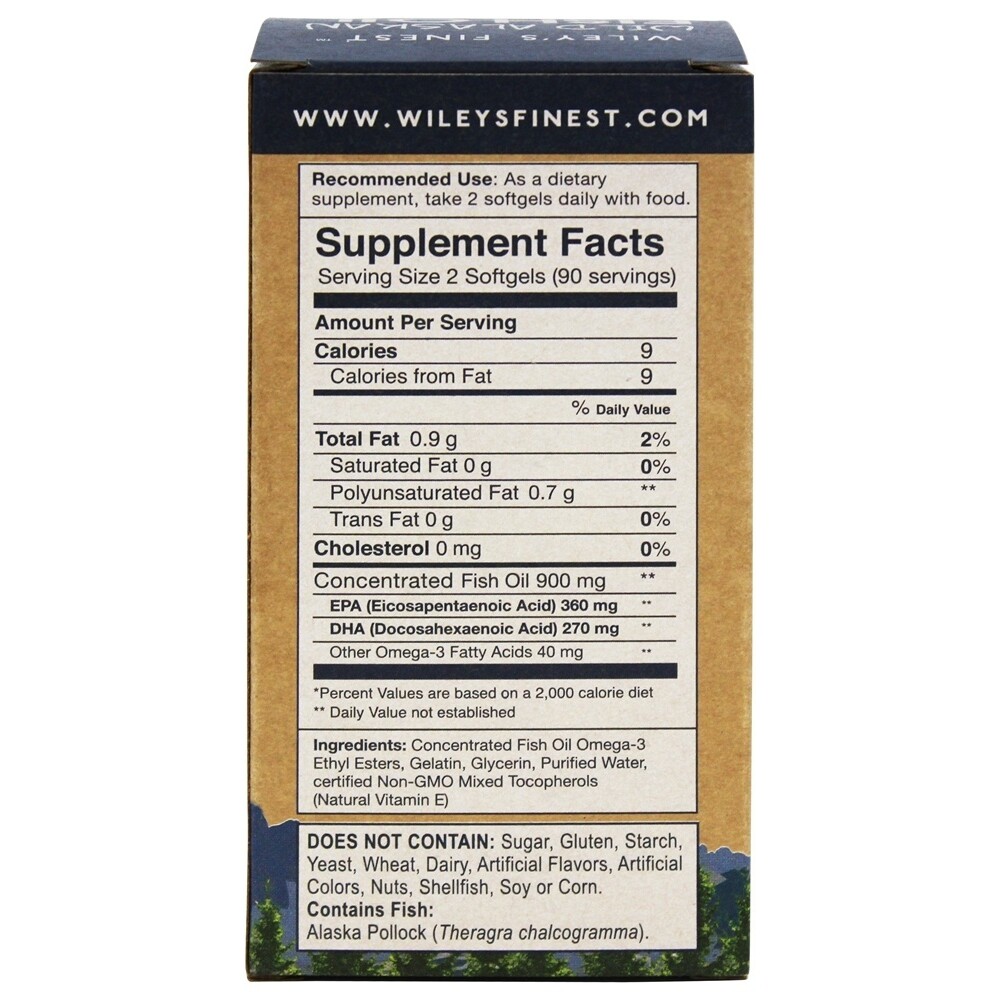 Wiley’s Finest Wild Alaskan Fish Oil Easy Swallow Minis 450 mg., 180 Softgels