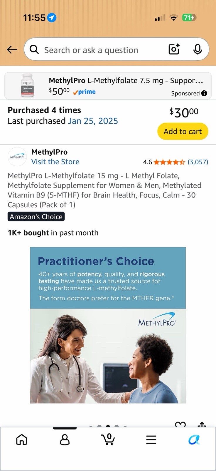 MethylPro L-Methylfolate 15 mg 30 Capsules Gluten Free Dairy Free MPN 801066A
