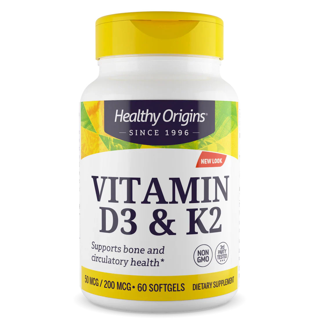Healthy Origins Vitamin D3 (50 mcg) & K2(200mcg) | 60 Softgels