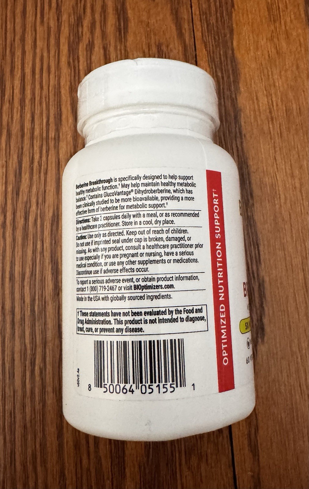 BiOptimizers Berberine Breakthrough Glucovantage 60 Veggie Caps Exp 02/2028