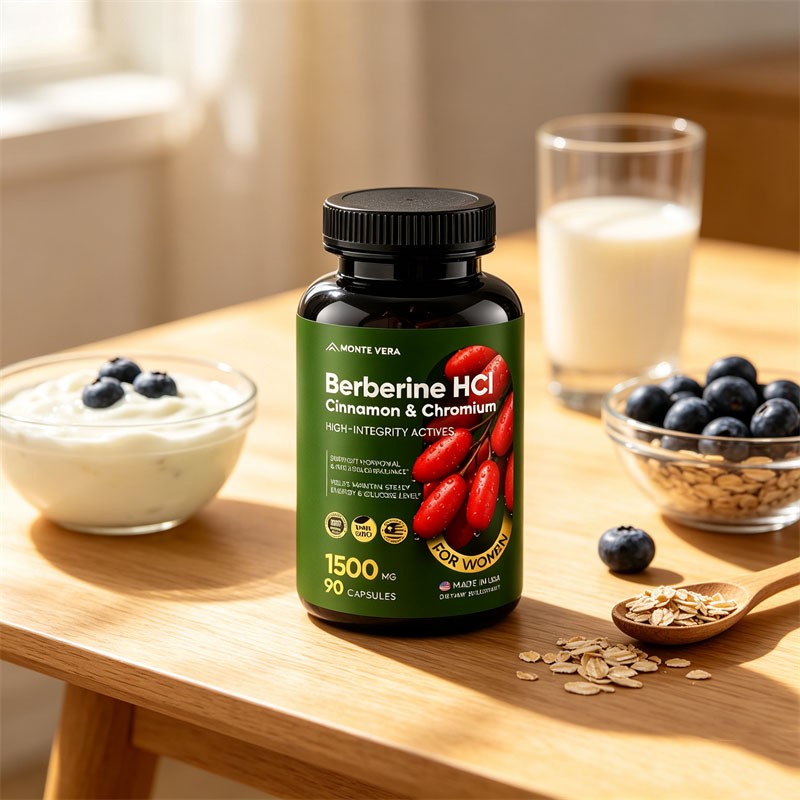 Berberine HCI 1500mg with Chromium Cinnamon Vegan Non-GMO Supplement 90 Capsules
