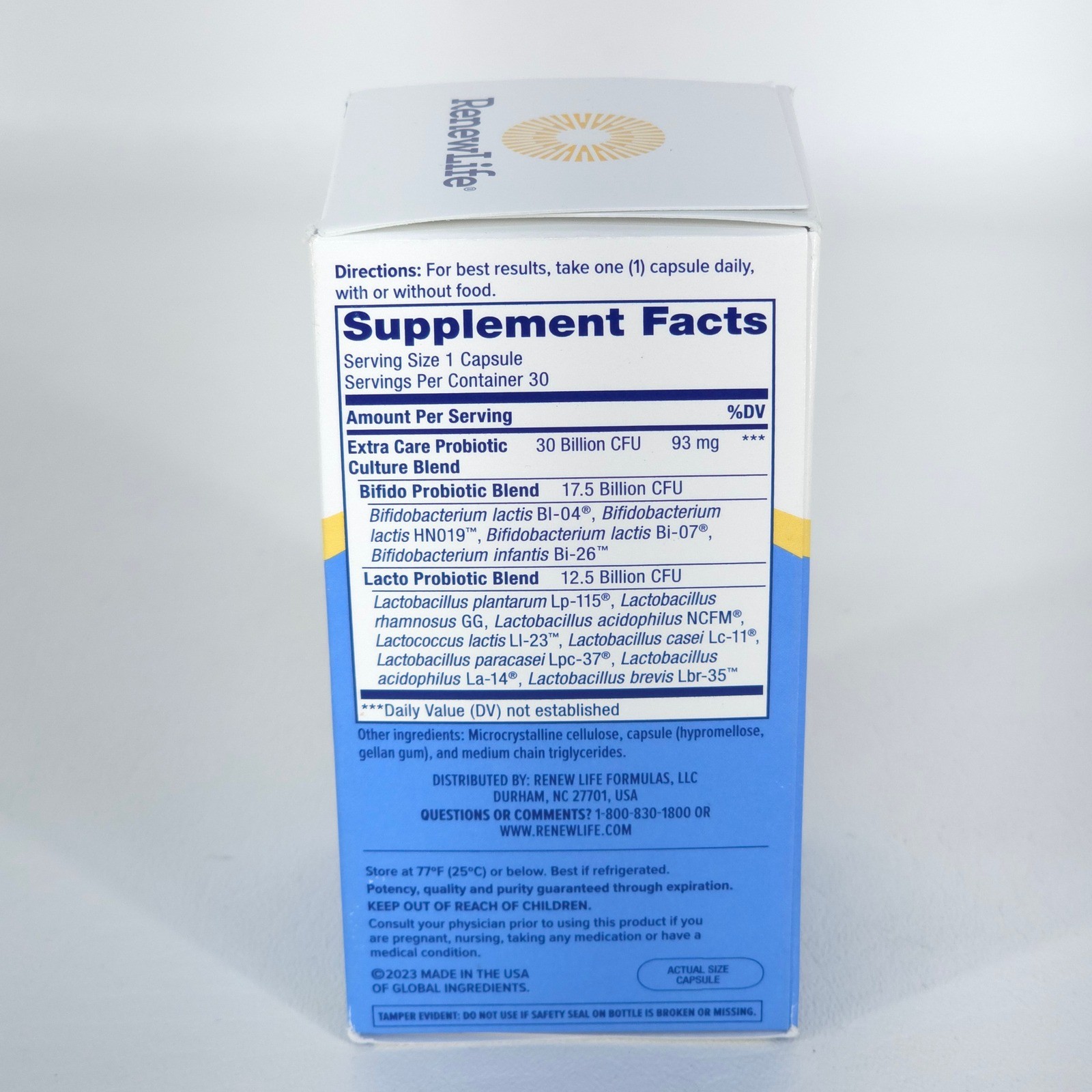 RenewLife Extra Care Digestive Probiotic 30ct 30B CFU 12 Strains Exp 08/2026 NEW