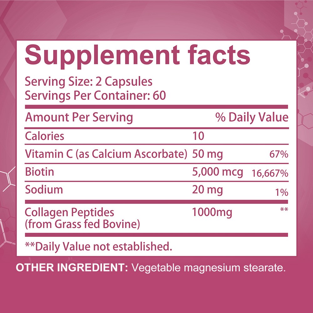 1000mg Collagen Peptides for Healthy Hair Skin Nails,Joint & Gut 30/60/120Caps