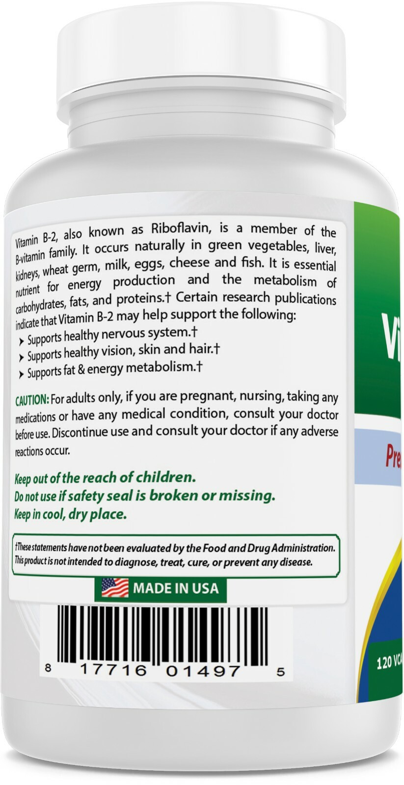 Best Naturals Vitamin B2 400 mg 120 Veg Capsules