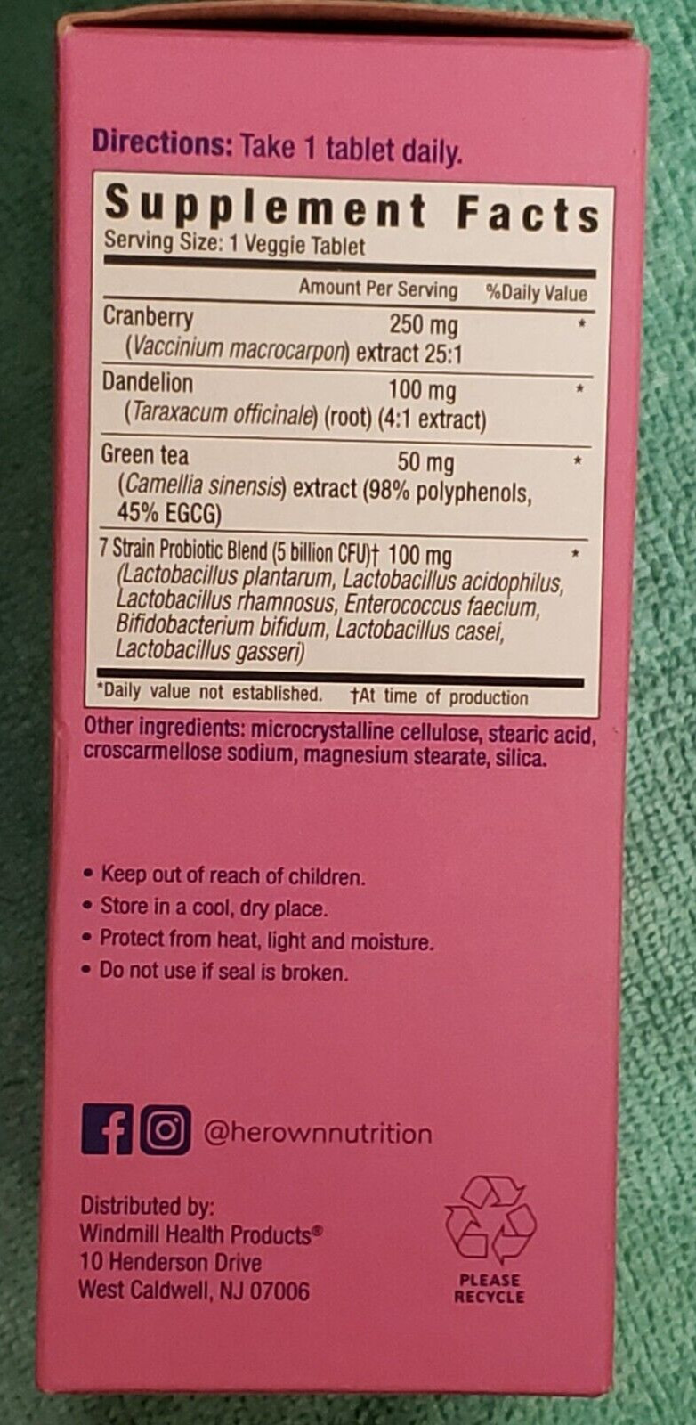 HER OWN – UTI Relieve & Restore – 30 Servings / 30 Veggie Tablets – Exp 11/2026