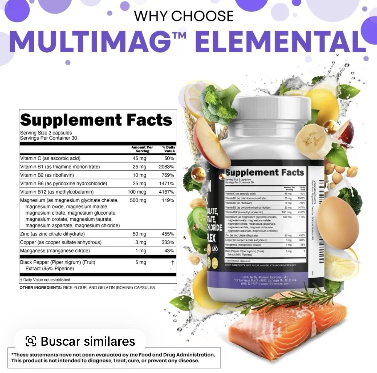 Clean Nutraceuticals Magnesium Complex Glycinate Citrate Malate Taurate 90 Caps